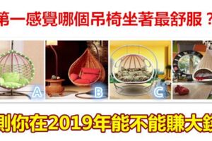 第一感覺哪個吊椅坐著最舒服？測你在2019年能不能賺大錢