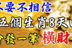 不要不相信，財顯福臨！這五個生肖未來8天，會發一筆橫財！