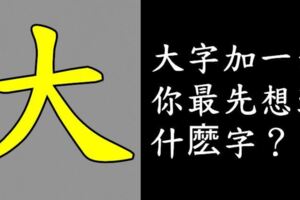 超準！大字加一筆，你最先想到什麼字？你就是什麼人