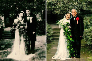 經歷過戰火紛飛的年代，老兵夫妻 70年後重拍結婚照！這才是真正的浪漫...
