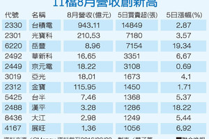 11檔上月營收新高+法人青睞