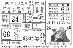 1/26六卦大號吉數~六合彩參考看看