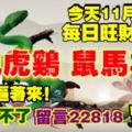 今天11月22日,每日旺財提示：蛇兔虎雞，鼠馬羊豬。橫財逼著來！財運擋不了留言22818必轉！