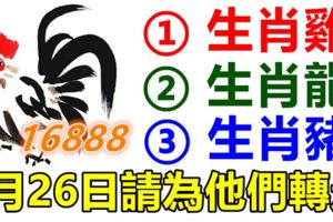 你身邊有屬雞，龍，豬的人嗎？5月26日請為他們轉走！