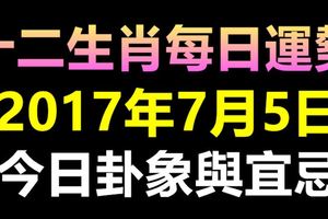 獨家十二生肖每日運勢2017年7月5日，今日卦象與宜忌