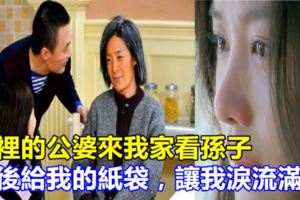 村裡的公婆來我家看孫子，走後給我的紙袋，讓我淚流滿面