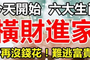 不用算命了，今天開始這六大生肖，橫財進家門不再沒錢花!!!