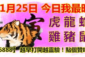 11月25日，今日我最旺！虎龍蛇雞豬鼠！【16888】越早打開越靈驗！點個贊吧！