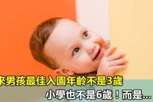 原來男孩最佳入園年齡不是3歲，小學也不是6歲！而是...