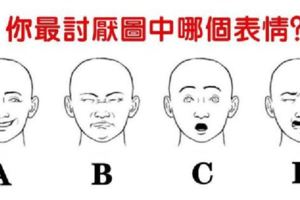 心理測試：你最討厭圖中哪個表情？測出你在生活職場中厭惡哪種人！