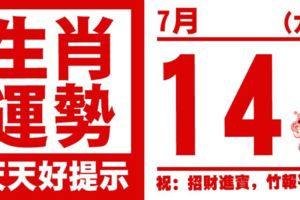 12生肖天天生肖運勢解析（7月14日）