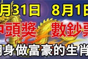 7月31日中頭獎，8月1日數鈔票！大運連連，財運沖天的生肖！