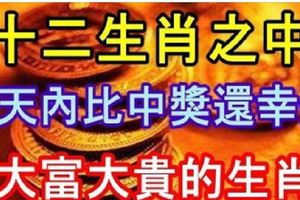 十二生肖之中，7天內比中獎還幸運，大富大貴的生肖