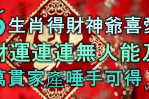 5生肖天生得財神爺喜愛，財運連連無人能及，萬貫家產唾手可得！