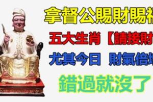 拿督公賜財賜福，五大生肖【請接財】！尤其今日，財氣倍增！錯過就沒有了！