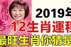 運勢揭秘！麥玲玲2019年十二生肖運程曝光，最旺生肖你猜是