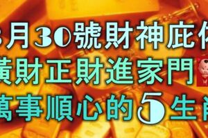 3月30號開始，財神爺庇佑，橫財正財進家門，萬事順心的5大生肖！