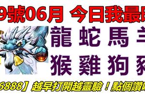 19號06月，今日我最旺！龍蛇馬羊猴雞狗豬！【96888】越早打開越靈驗！點個讚吧！