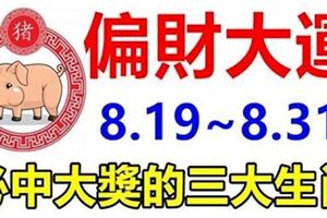 必中大獎8月19日到月底，10天內就能迎來偏財大運的3大生肖