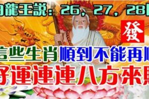 白龍王說：8月26，27，28日，這些生肖順到不能再順，好運連連八方來財