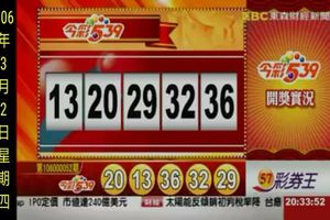 106年3月2日今彩539開獎號碼  