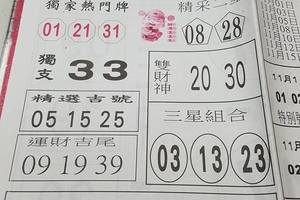 11/2-11/3  台北鐵報-今彩539參考